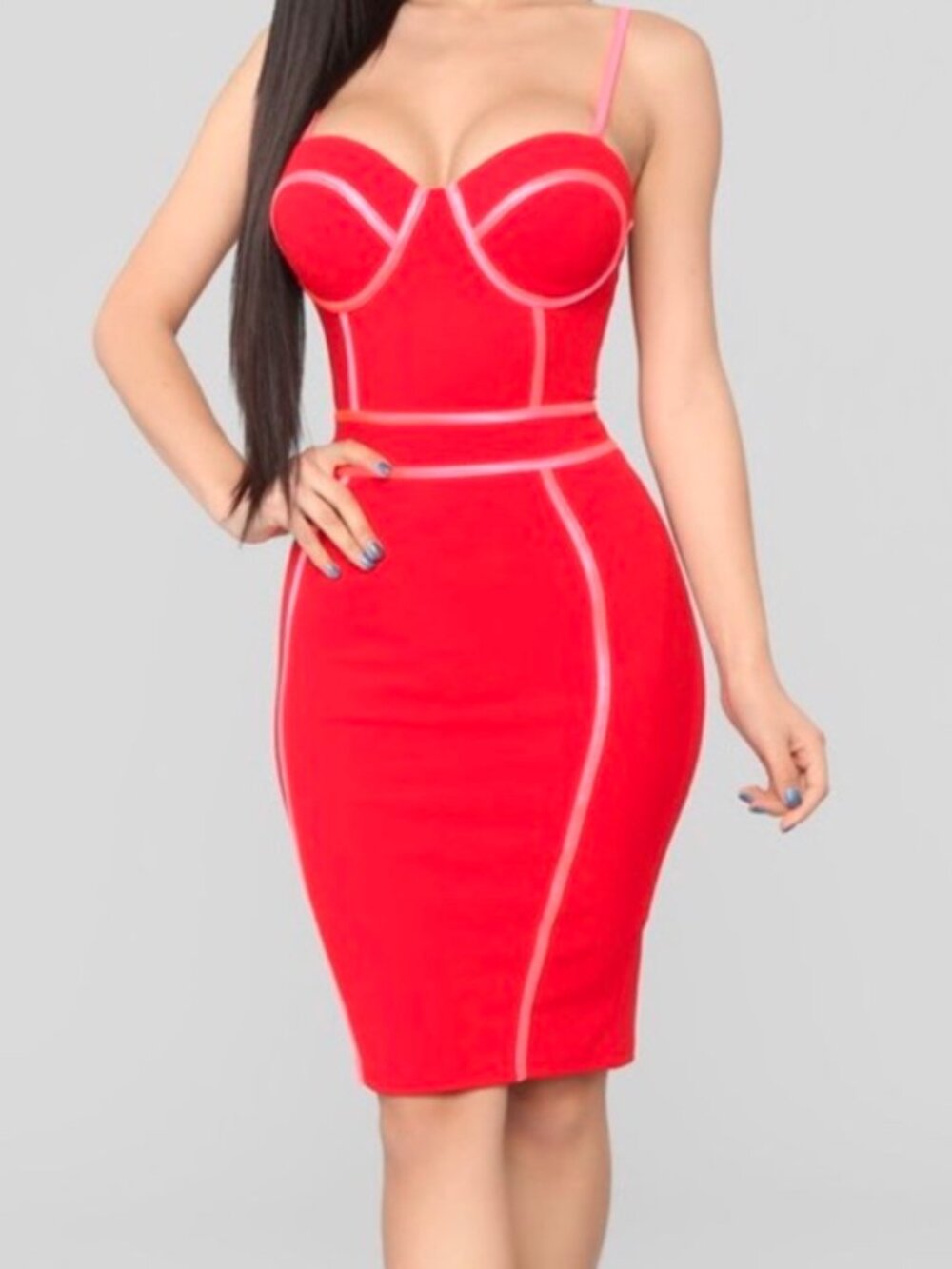 Fashion Nova My Love For You Red Bustier Bodycon Sweetheart Neck Dress Size S